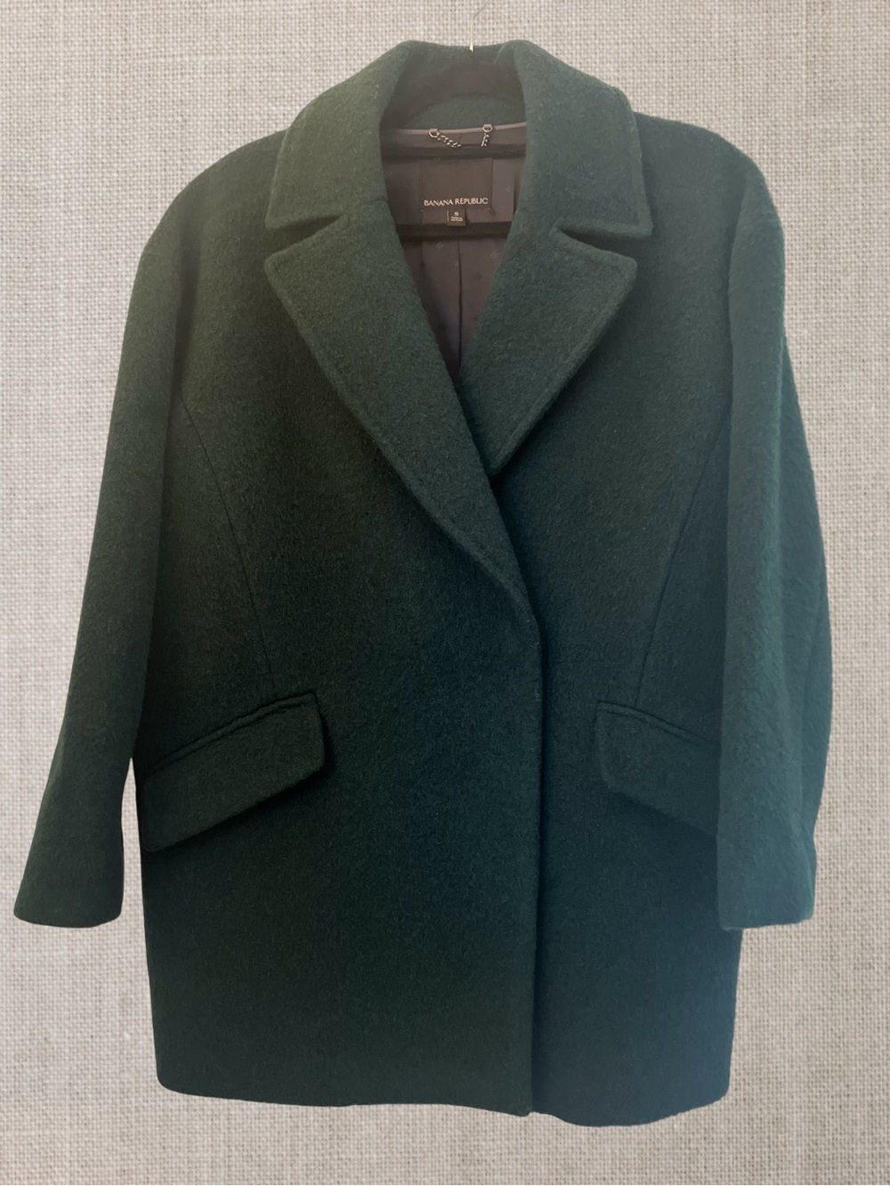 Banana Republic Hunter Green Wool Mohair Blend Oversized Cocoon Coat